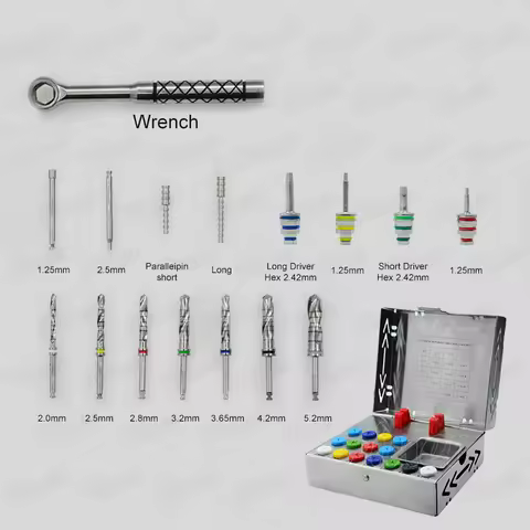 Dental Bone Expander Kit Hex Long Driver Short Driver Surgical Dental Implant Drills Torque Wrench
