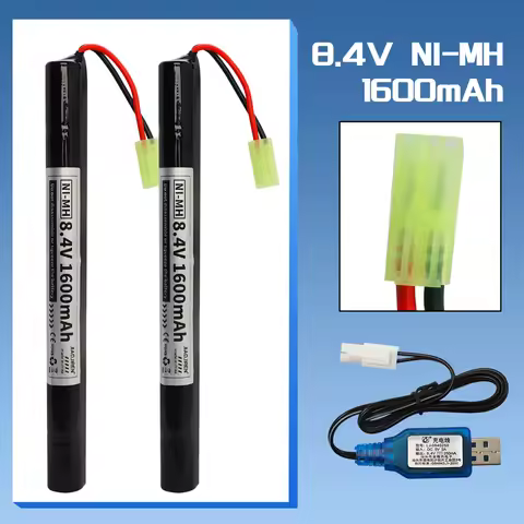 8.4V 1600mAh 2/3A NiMH Battery with Mini Tamiya connector For Airsoft Guns Cyma AK47 AEG'S rosman Pu