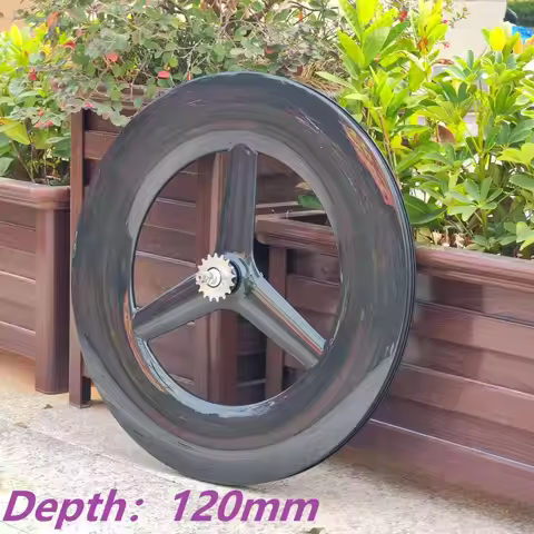 120mm Depth Carbon 3 Spokes Wheels 28mm Width 700C Road Track TT Bicycle Wheelset Hookless Tubeless