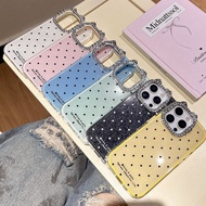 Korean Ins KT Cat Diamond Lens Wave Point 2in1 Phone Case For iPhone 17Promax 16Promax 12 13 14 15 P
