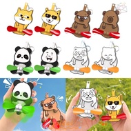 GILDAI Upgrade Egg Cat Keychain, Capybara Double-leaf Cartoon Keychain,  Bag Accessories Egg Fan Key