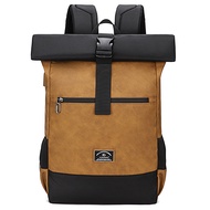 Waterproof usb Computer Backpacks Bags Lightweight PU Leather Men Luxury Roll top Rucksack for Women