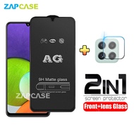 2in1 Tempered Glass Anti Glare Samsung A22 4G Free Tempered Glass Camera