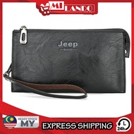 MILANDO Men Long Wallet For Men PU Leather Bifold Wallet with Zipper Clutch Bag Dompet Lelaki (Type 2)