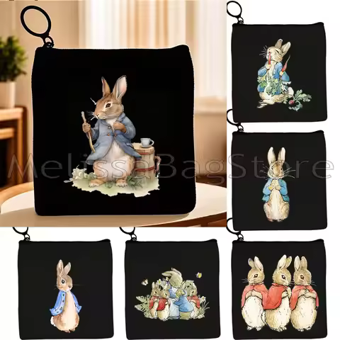 Cute Kawaii Beatrix Potter Cartoon Peter Rabbit Gift Anime Duck Carrots Animal Manga Canvas Key Coin