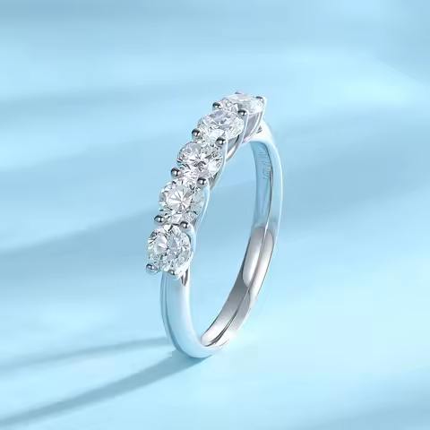 Lab Grown Diamond Eternity Band 1.1cttw 5 Stone D Color VVS Clarity 4mm 9k Gold Anniversary Wedding 