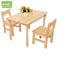 Solid Wood Early Education Painting Desk Round Table Six-Person Table Chair Children Montessori Soli