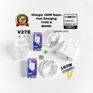 ENCOM - 180w Vivo V27E 5G Charger Set + 1M Micro and Type C Fast Charging Data Cable