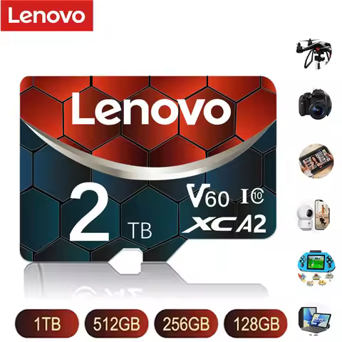 Lenovo Micro SD Card 2TB Class 10 High Speed SD Memory Card 128GB U3 V60 Flash Cards 1TB 512GB 256GB