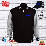 Syara Store / BONUS HAT.. Blue Erigo Varsity Baseball Jacket / Distro Varsity Jacket / Baseball Jack