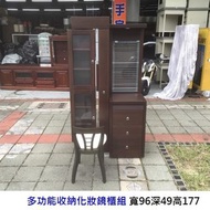 永鑽二手家具 多功能收納化妝桌椅鏡櫃組 旋轉收納全身鏡櫃 化妝桌椅組 化妝台 化妝桌 化妝椅 化妝鏡櫃 二手化妝桌椅