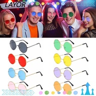 LAYORSG Metal Sunglasses Fashion Retro Disco Circle Glasses