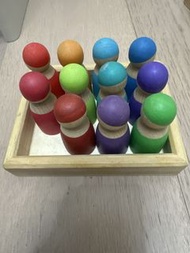 木製彩色人仔玩具連木盤