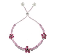 純銀八心八箭鋯石單排手鍊 - 野莓花(紅色)