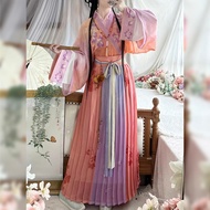 August Pomegranate Original Xiajin Made Cross Collar Waist-Length Hanfu Female Student Three-Piece S