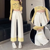 {Little Ruth} Small Guy 145-165cm Small Guy Yellow Contrast Color Straight Jeans Women 2025 Summer H