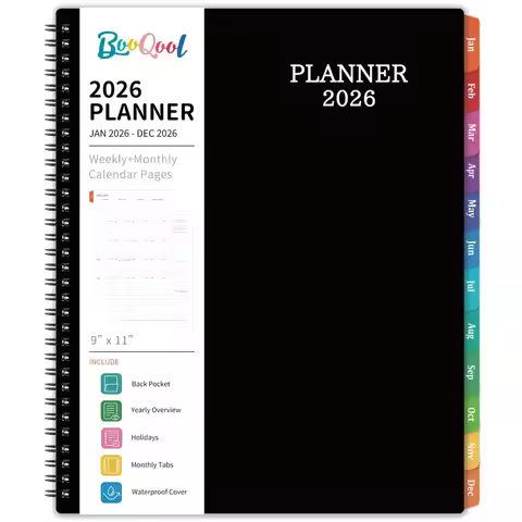 Planner Planner 2026, Jan 2026 Dec 2026, 9 x 11, Weekly Monthly Planner 2026, TwinWire Binding, Colo