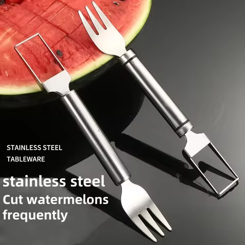 Best Selling Stainless Steel Double Headed Watermelon Fork Cutter Ball Scooper Spoon Multifunctional