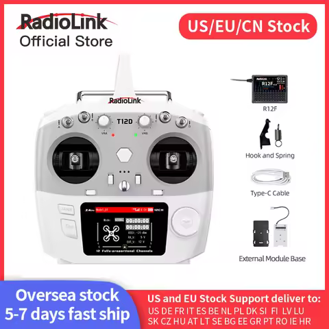 Radiolink T12D ELRS 12 Channels Transmitter,Receiver R12F,External Module, 2.4Ghz Remote Controller 