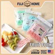 🏠READY STOCK🏠50PC Disposable Plastic Dessert Fork Mini Fork Small Fruit Forks Cake Fork Cake Spoon G