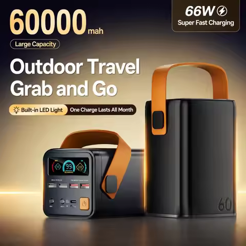 2027 New 60000mAh Power Bank Fast Charging Large Capacity Portable Power Supply Camping Emergency En