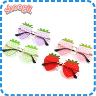SHOOGEL Rimless Sun Glasses, Street Snap Halloween Costume Strawberry Sunglasses, Women Metal Y2K Sh