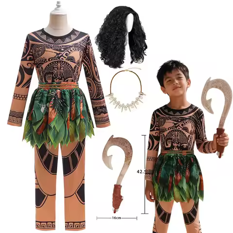 Kids Boys Maui Demi God Tattoo Printed Pants Costume For School Talent Show Birthday Party Halloween