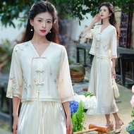 Innovative Chinese hanfu set, Chinese ancient style, spa uniform, tea table outfit