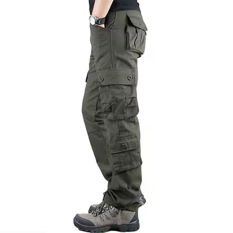 Multi-Pockets Men's Cargo Pants Military Tactical Loose Work Trousers Casual Cargo Style Pants Plus 