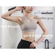 woman diagonal shoulder yoga bra sports fitness running bra shockproof bra