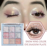MUGE LEEN Snow 9 Color Eyeshadow Palette Fine Texture Makeup Chameleon Eyeshadow Shifting Color X1D6