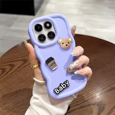 Honorx8 Cute 3d Bear Cartoon Wavy Silicone Case For Honor X8 X8a 4g 5g X8b X6 X7 X7a X7b X9a X9b 90 