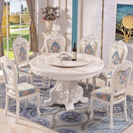 superior productsEuropean-Style Dining Tables and Chairs Set Marble round Table Solid Wood Dining Table round a Table wi