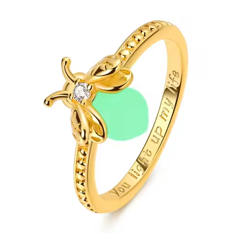 925 Sterling Silver Gold Color Luminous Firefly Ring Simple Ring Bands Fashion Luxury for Women Part