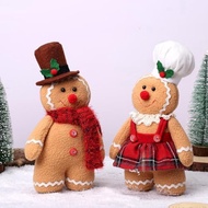 2PCS Christmas Gingerbread Plush Doll Christmas Gingerbread Pillows Stuffed Gingerbread Doll Christm