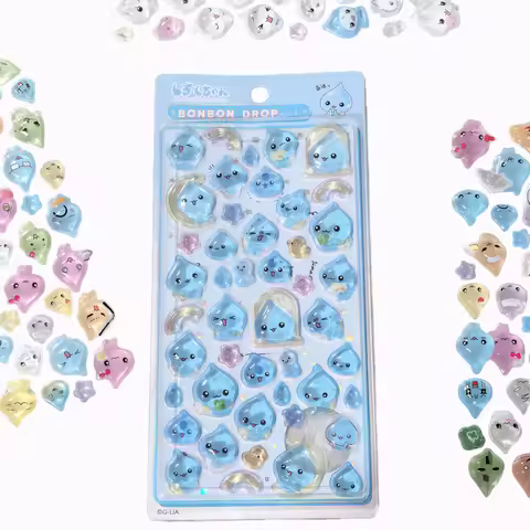 New Shinny Jelly Keitai Ryuri Cute Bonbon Drop Seal Stickers 3D Relief Stickers DIY Scrapbook Journa
