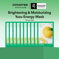 INNISFREE Yuzu Energy Mask 10PCS Set  - Daily Sheet Mask for Instant Hydration & Soothing Relief