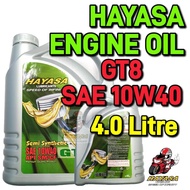100% ORIGINAL HAYASA ENGINE OIL MINYAK HITAM GT8 SAE10W40 FOR CAR MYVI PROTON PERODUA AXIA ALZA 4.0L