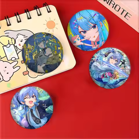 Anime Singer Idol H-Hololive Suisei Hoshimachi Badges Round Laser Badge Cartoon Brooch Clothes Backp