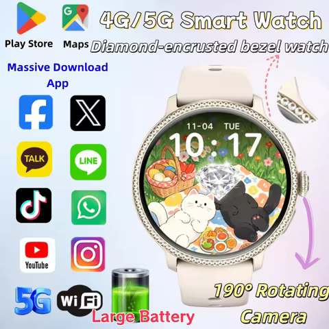 H80 Lady Smart Watch 4G/5G SIM Card 1.65''AMOLED 480*480 950mAh Video Call WIFI GPS Women Men Dual S