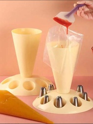 1入組製糕點器袋架附件烘焙工具展示托盤餅乾裝飾杯子蛋糕擠花噴嘴蛋糕裝飾工具霜糖袋支架廚房小工具，適用於蛋糕店。