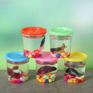 QQMALL Mini Fighting Fish Tank, Portable Plastic Betta Fish Tank, Betta House Random Color 7cm Mini 