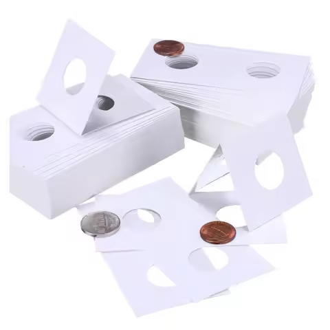 New 50PCS Square Cardboard Coin Holders 17.5mm-40mm Size Coin Album Collection Lighthouse Stamp Coin