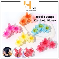 HIVE Hair Clip 3 Flowers Frangipani Glossy Bali Frangipani Hairclip Hair Claw Jedai Clip Accessories
