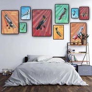 Military Themed Cartoon Poster World-renowned Service Fighter Plane Children's Room Wall Decoration 