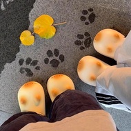 Women's Plush Cat Slippers, Non-Slip Winter Indoor Shoes, cat paw print slippers