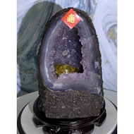 Uruguay Tabletop Small Geode Wooden Shape Lucky Style Crystal Cave Upright Fortune Amethyst 7A Financial Position Ornaments WH10