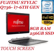 FUJITSU STYLISTIC Q736 [INTEL CORE i7-6600U  6TH GEN CPU/8GB RAM/ 256GB SSD/13.3  FULL HD TOUCH SCREEN/INTEL HD GRAPHIC/1920*1080 RESOLUTION/BUILT IN DUAL WEBCAM/WIN 10(FREE BAG)NO STYLUS PEN