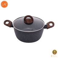 หม้อสองหูนอนสติ๊กเคลือบลายหินอ่อน 24 ซม. พร้อมฝาแก้ว KASSA HOME รุ่น DT-0035 สีดำ   ฿฿฿ ฿฿฿ ฿฿฿ (โปร