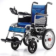Fashionable Simplicity Elderly Disabled Electric Wheelchair Adjustable Headrest Electric Folding Wheelchair Lightweight Full Intelligent Powerchair Super Endurance Safer Elderly Wheelchair Blue (Black
